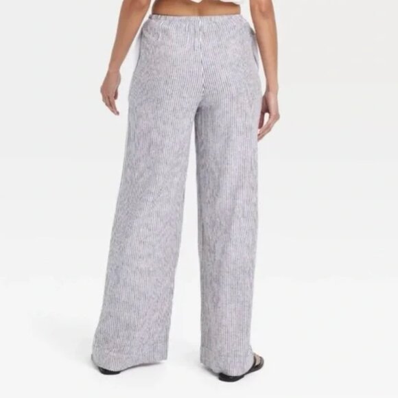 A New Day Linen Blend Drawstring Stripe Wide Leg Flowy Pants XS - Picture 3 of 8